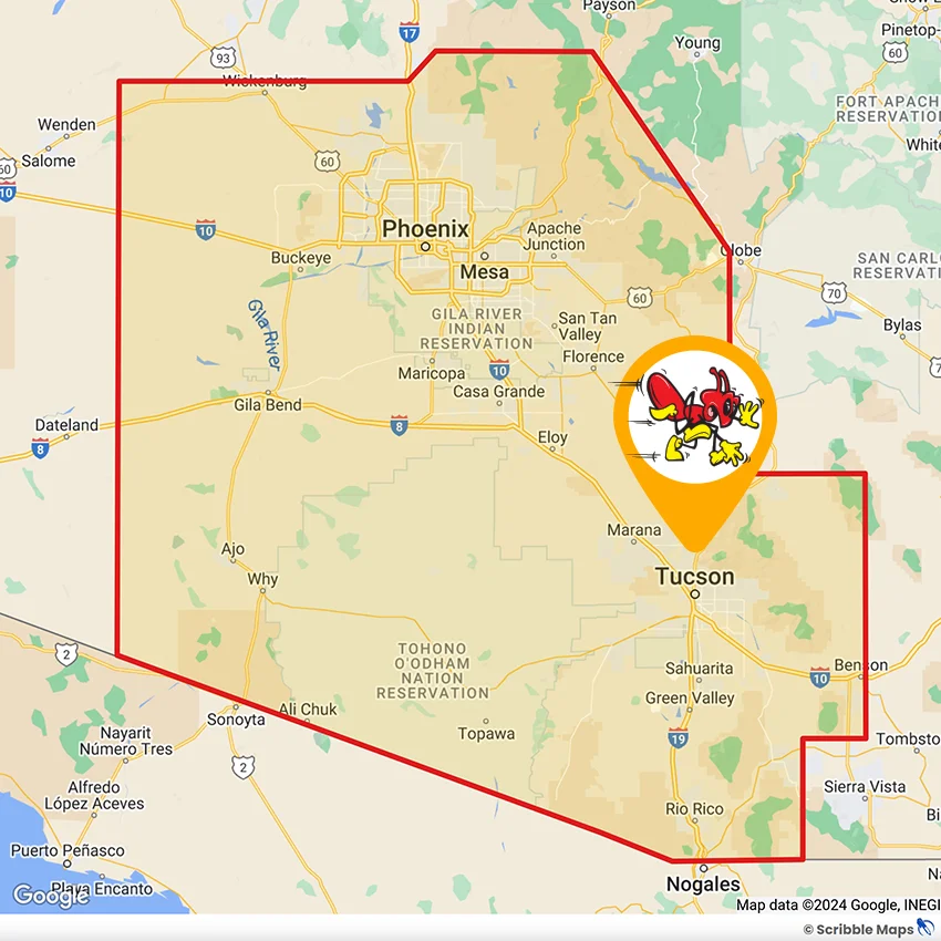 Termagon Termite and Pest Control Map Phoenix, AZ and Tucson, AZ